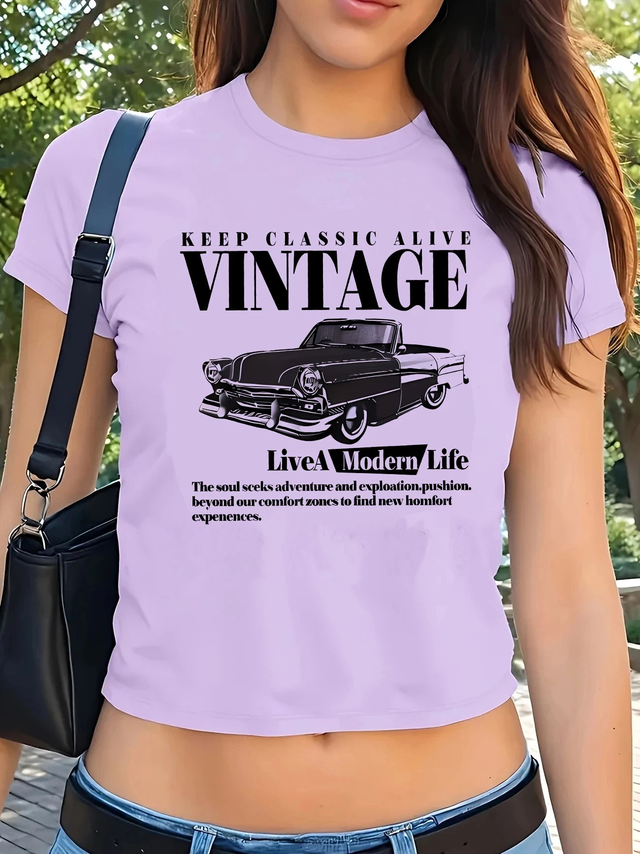 Vintage Car Crop Tee